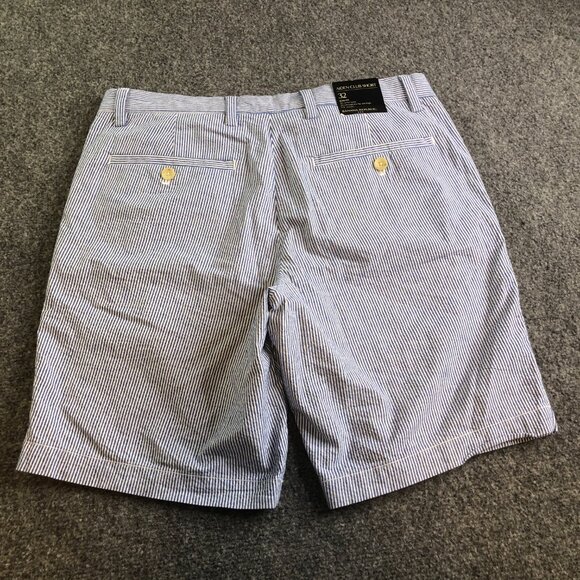 Banana Republic Aiden Club Chino Shorts Mens 32 Blue Seersucker Striped Nautical - Picture 8 of 10